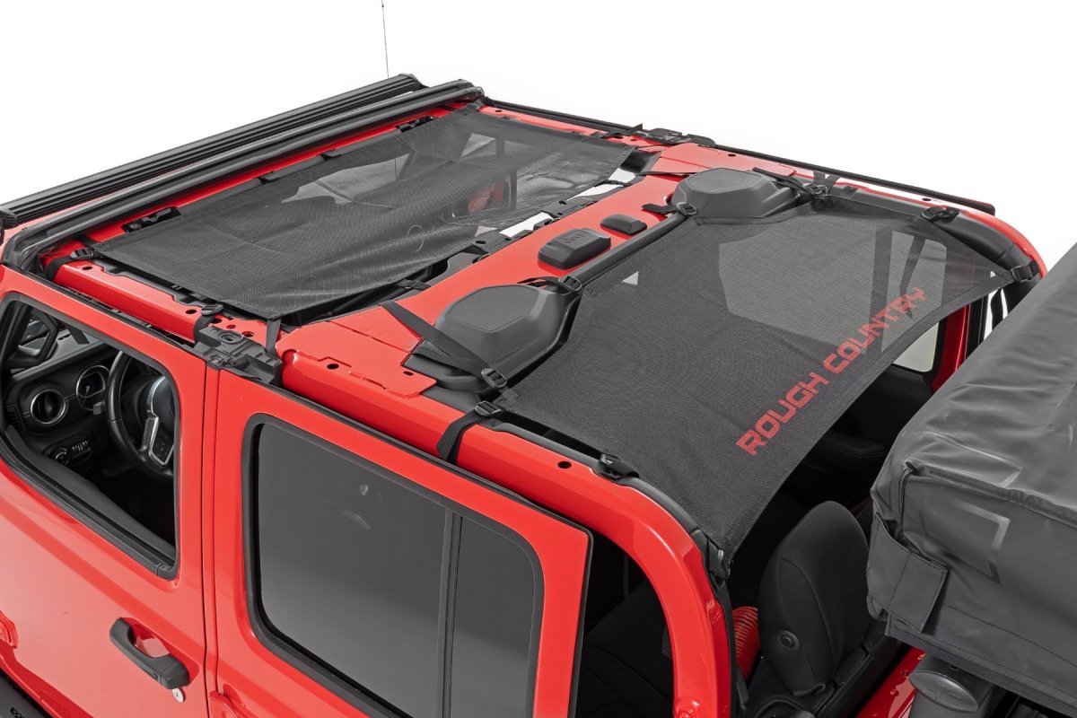 Jeep Gladiator Mesh Bikini Top - Rough Country - Plus - Black - '20-'24